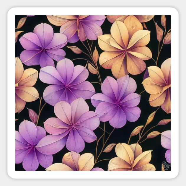 Purple and Yellow Flowers - Floral Design Sticker by JediNeil